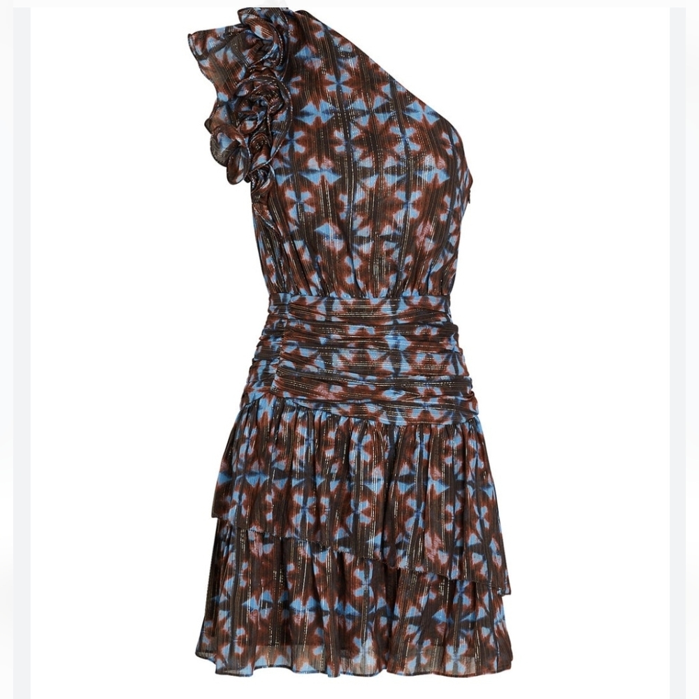 ULLA JOHNSON Kaia Ruffled One-Shoulder mini dress